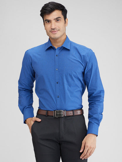 Park Avenue Blue Structure Slim Fit Full Sleeve Cotton Shirt