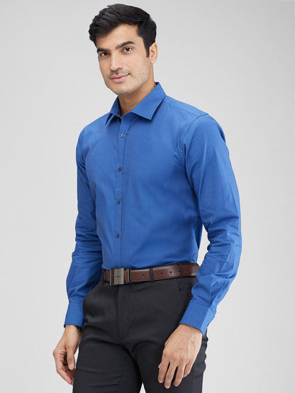 Park Avenue Blue Structure Slim Fit Full Sleeve Cotton Shirt