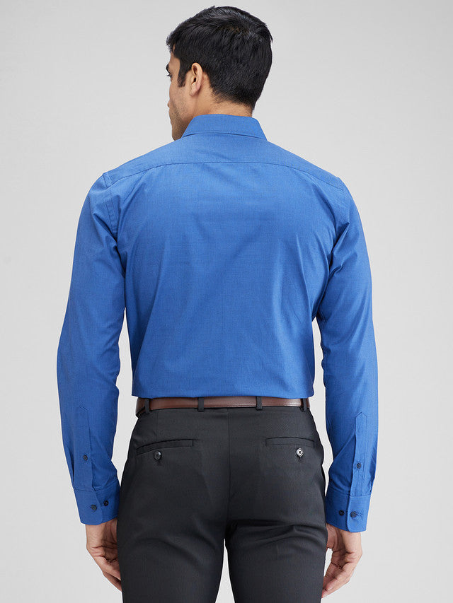Park Avenue Blue Structure Slim Fit Full Sleeve Cotton Shirt