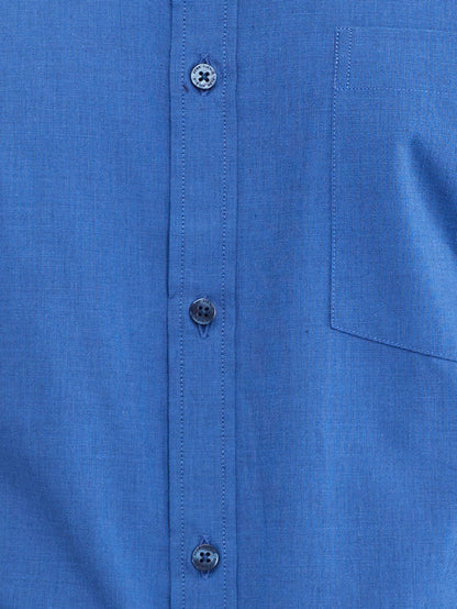Park Avenue Blue Structure Slim Fit Full Sleeve Cotton Shirt