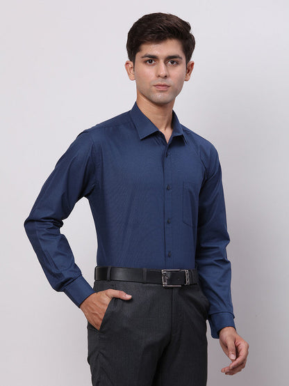 Park Avenue Blue Structure Slim Fit Full Sleeve Cotton Shirt