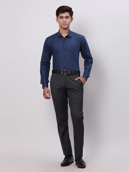 Park Avenue Blue Structure Slim Fit Full Sleeve Cotton Shirt
