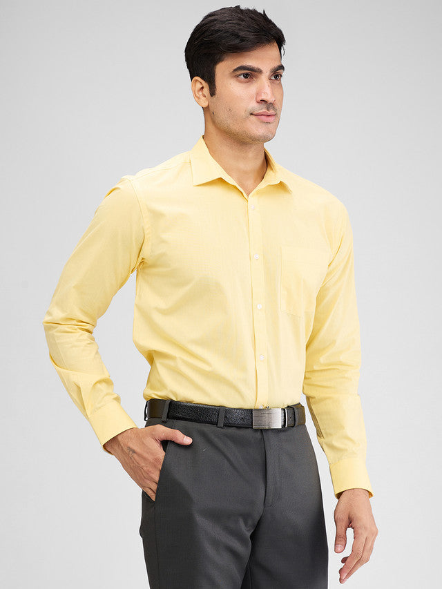 Park Avenue Yellow Structure Slim Fit Cotton Formal Shirt