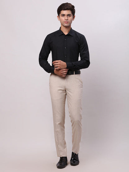 Park Avenue Black Structure Slim Fit Full Sleeve Cotton Shirt