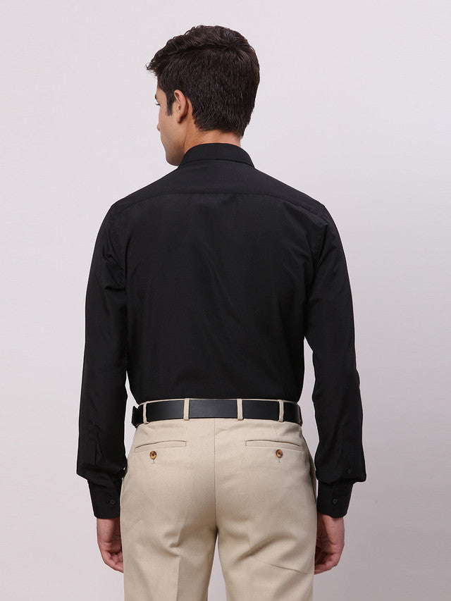 Park Avenue Black Solid Slim Fit Polyester Blend Formal Shirt