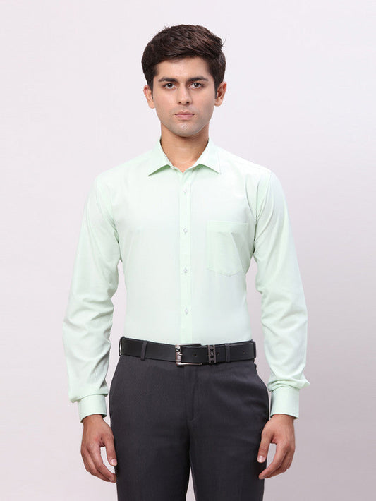 Park Avenue Green Solid Slim Fit Polyester Blend Formal Shirt