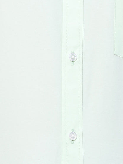 Park Avenue Green Solid Slim Fit Polyester Blend Formal Shirt