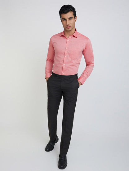 Park Avenue Red Solid Slim Fit Cotton Blend Formal Shirt
