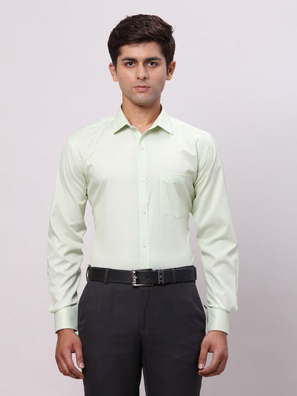 Park Avenue Green Structure Slim Fit Cotton Blend Formal Shirt