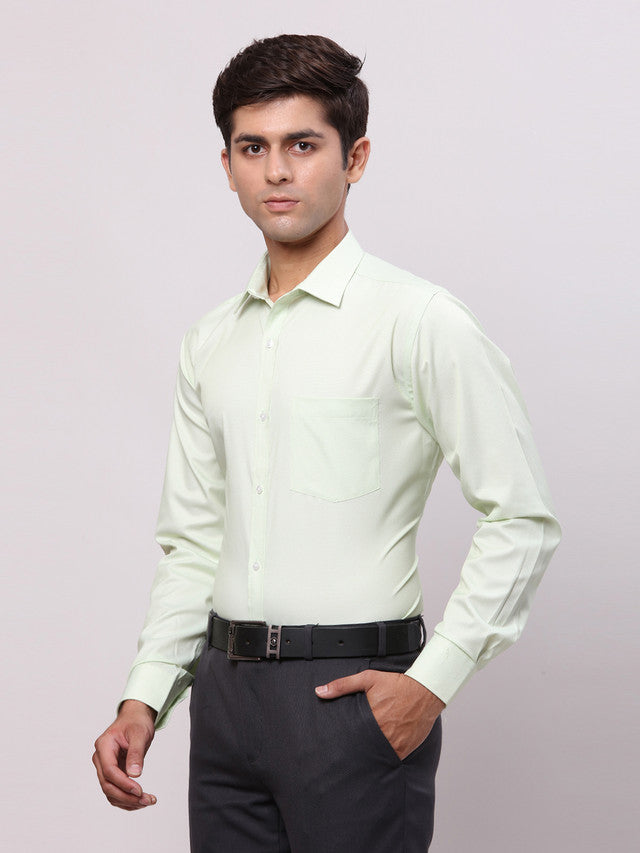 Park Avenue Green Structure Slim Fit Cotton Blend Formal Shirt