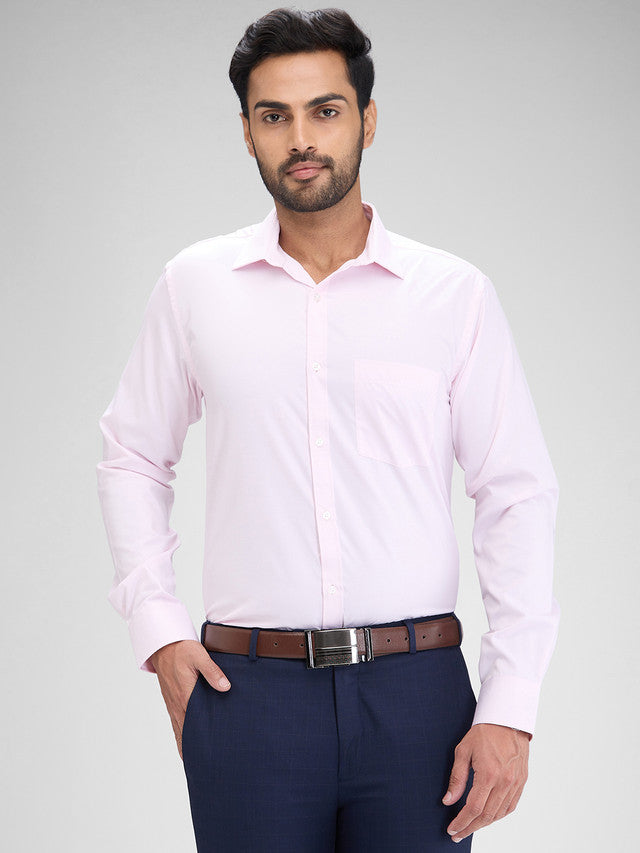 Park Avenue Pink Structure Slim Fit Full Sleeve Cotton Blend Shirt