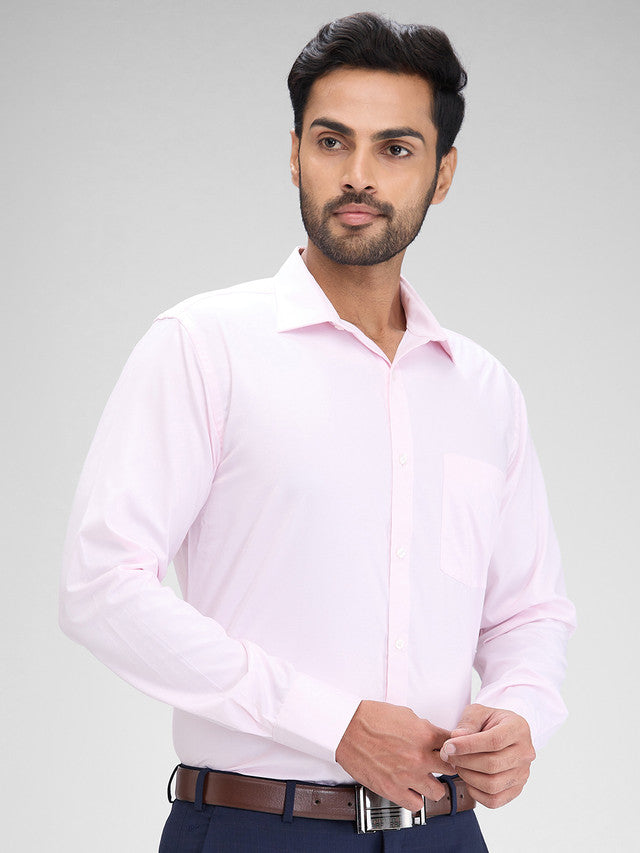 Park Avenue Pink Structure Slim Fit Full Sleeve Cotton Blend Shirt