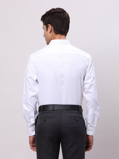 Park Avenue White Structure Slim Fit Cotton Blend Formal Shirt