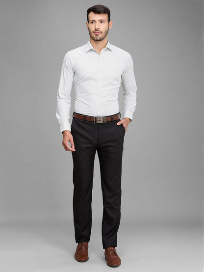 Park Avenue Men White Checkered Slim Fit Polyester Blend Formal Shirt