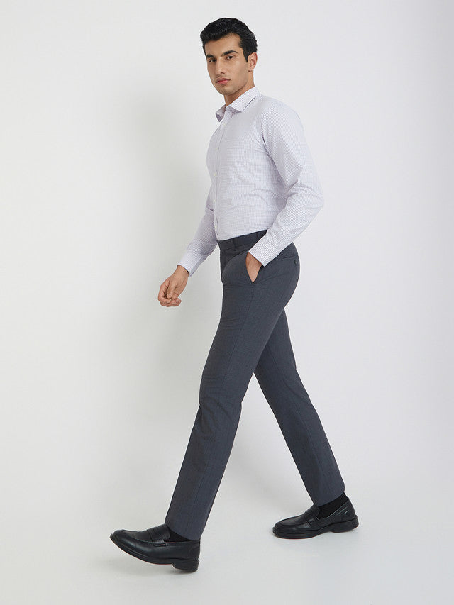 Park Avenue Men White Checks Slim Fit Cotton Blend Formal Shirt