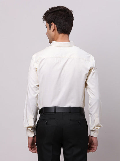 Park Avenue Yellow Structure Slim Fit Cotton Blend Formal Shirt