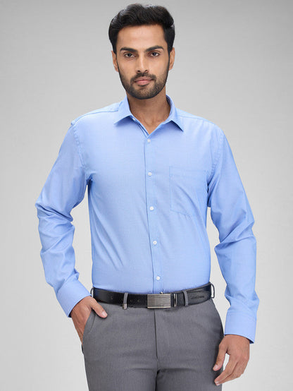 Park Avenue Blue Structure Slim Fit Full Sleeve Cotton Blend Shirt