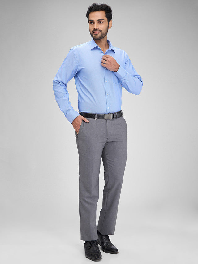 Park Avenue Blue Structure Slim Fit Full Sleeve Cotton Blend Shirt