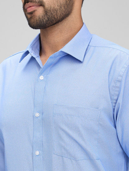 Park Avenue Blue Structure Slim Fit Full Sleeve Cotton Blend Shirt