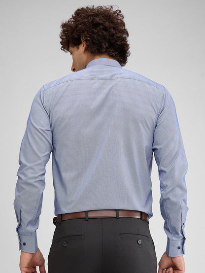 Park Avenue Blue Structure Slim Fit Full Sleeve Cotton Blend Shirt