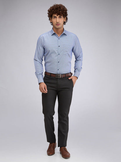 Park Avenue Blue Structure Slim Fit Full Sleeve Cotton Blend Shirt