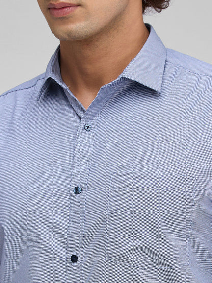 Park Avenue Blue Structure Slim Fit Full Sleeve Cotton Blend Shirt