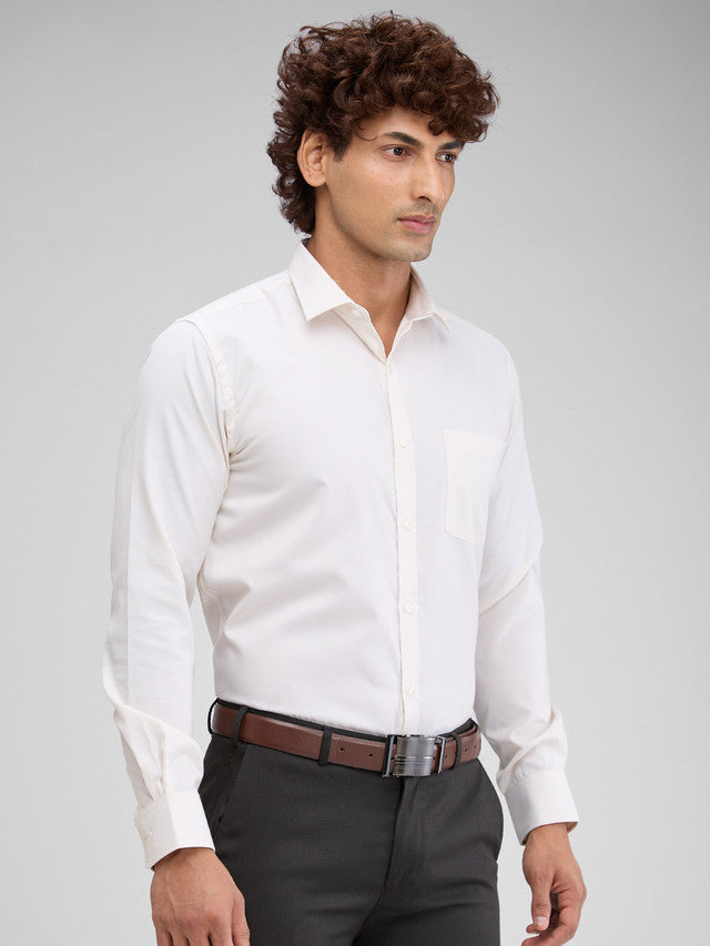 Park Avenue White Structure Slim Fit Full Sleeve Cotton Blend Shirt