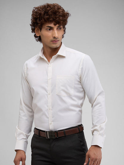 Park Avenue White Structure Slim Fit Full Sleeve Cotton Blend Shirt
