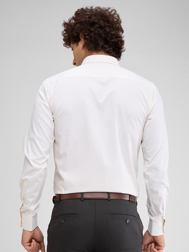 Park Avenue White Structure Slim Fit Full Sleeve Cotton Blend Shirt