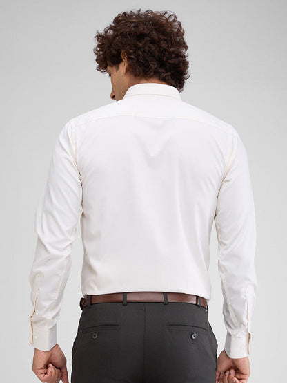 Park Avenue White Structure Slim Fit Full Sleeve Cotton Blend Shirt