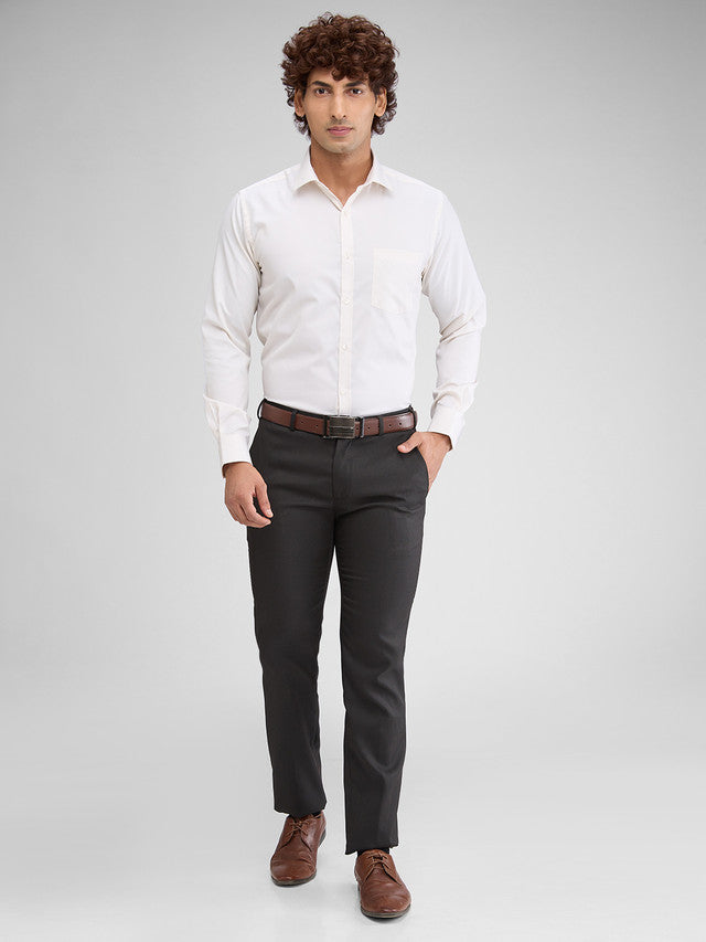 Park Avenue White Structure Slim Fit Full Sleeve Cotton Blend Shirt
