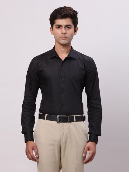 Park Avenue Black Structure Slim Fit Cotton Blend Formal Shirt