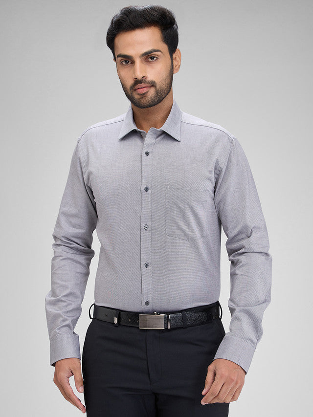 Park Avenue Grey Structure Slim Fit Full Sleeve Cotton Shirt