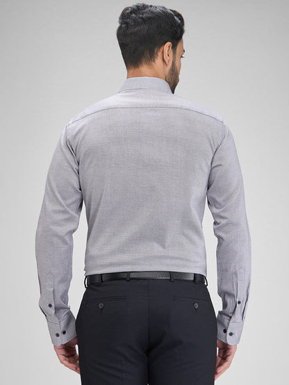 Park Avenue Grey Structure Slim Fit Full Sleeve Cotton Shirt