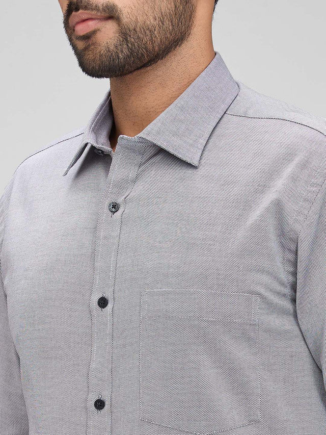 Park Avenue Grey Structure Slim Fit Full Sleeve Cotton Shirt