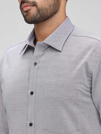 Park Avenue Grey Structure Slim Fit Full Sleeve Cotton Shirt