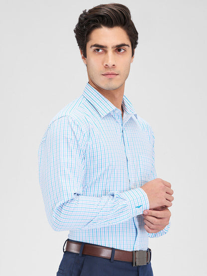 Park Avenue Green Checks Slim Fit Cotton Blend Formal Shirt