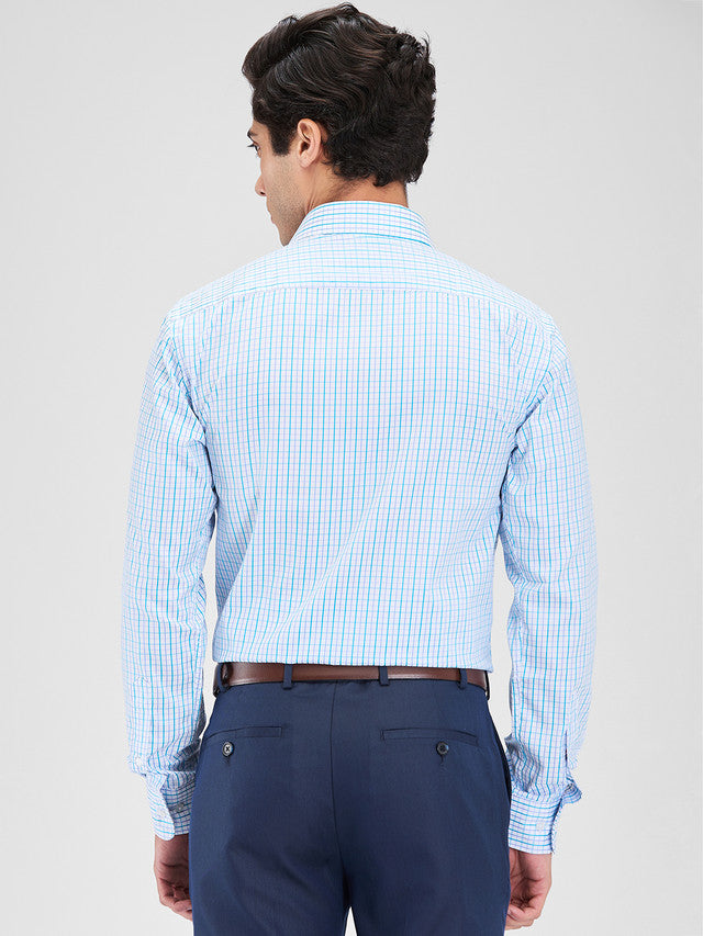 Park Avenue Green Checks Slim Fit Cotton Blend Formal Shirt