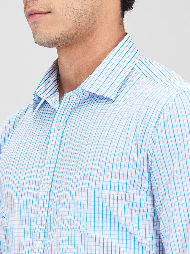 Park Avenue Green Checks Slim Fit Cotton Blend Formal Shirt