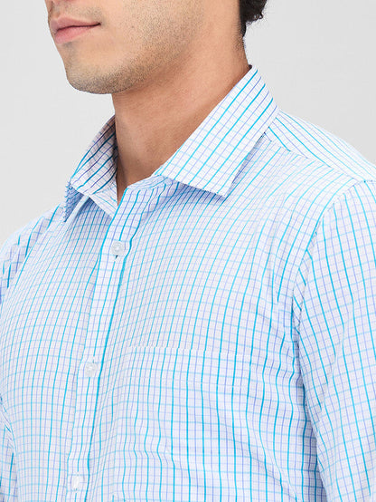 Park Avenue Green Checks Slim Fit Cotton Blend Formal Shirt