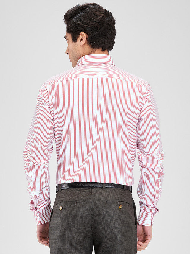Park Avenue Red Stripe Slim Fit Cotton Blend Formal Shirt