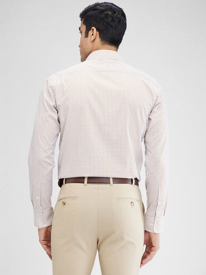 Park Avenue Khaki Checks Slim Fit Full Sleeve Cotton Blend Shirt