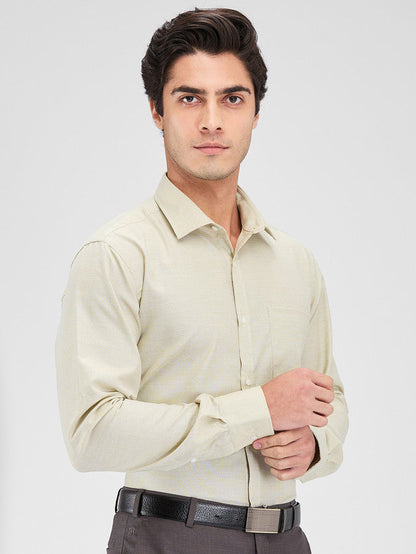 Park Avenue Green Structure Slim Fit Cotton Blend Formal Shirt
