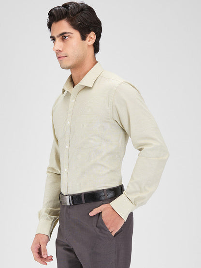 Park Avenue Green Structure Slim Fit Cotton Blend Formal Shirt