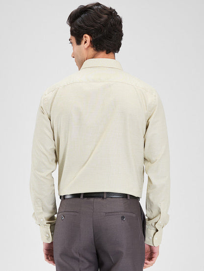 Park Avenue Green Structure Slim Fit Cotton Blend Formal Shirt