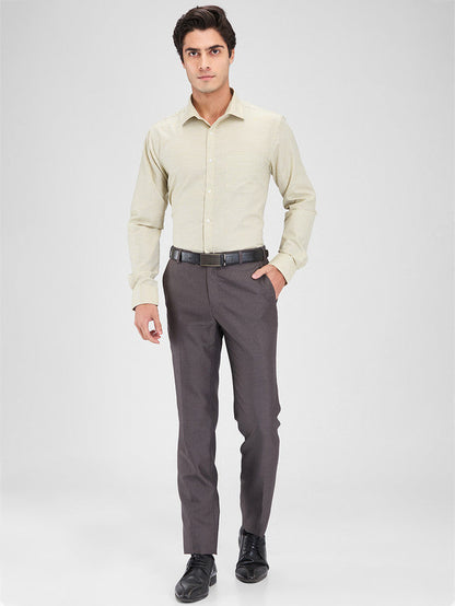 Park Avenue Green Structure Slim Fit Cotton Blend Formal Shirt