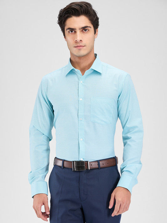 Park Avenue Blue Structure Slim Fit Cotton Blend Formal Shirt