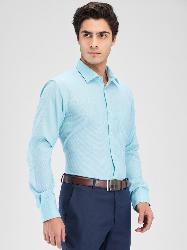 Park Avenue Blue Structure Slim Fit Cotton Blend Formal Shirt