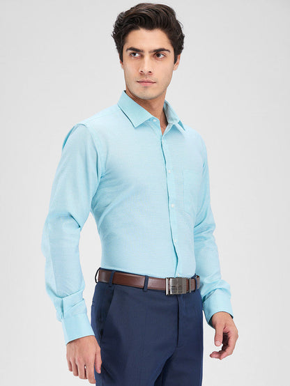 Park Avenue Blue Structure Slim Fit Cotton Blend Formal Shirt