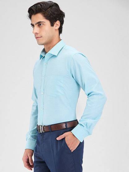 Park Avenue Blue Structure Slim Fit Cotton Blend Formal Shirt